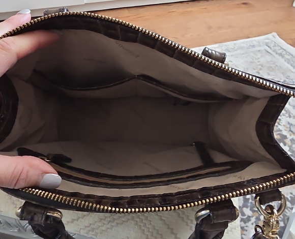 Brahmin Espresso Croc-Embossed Satchel - Picture 4 of 5